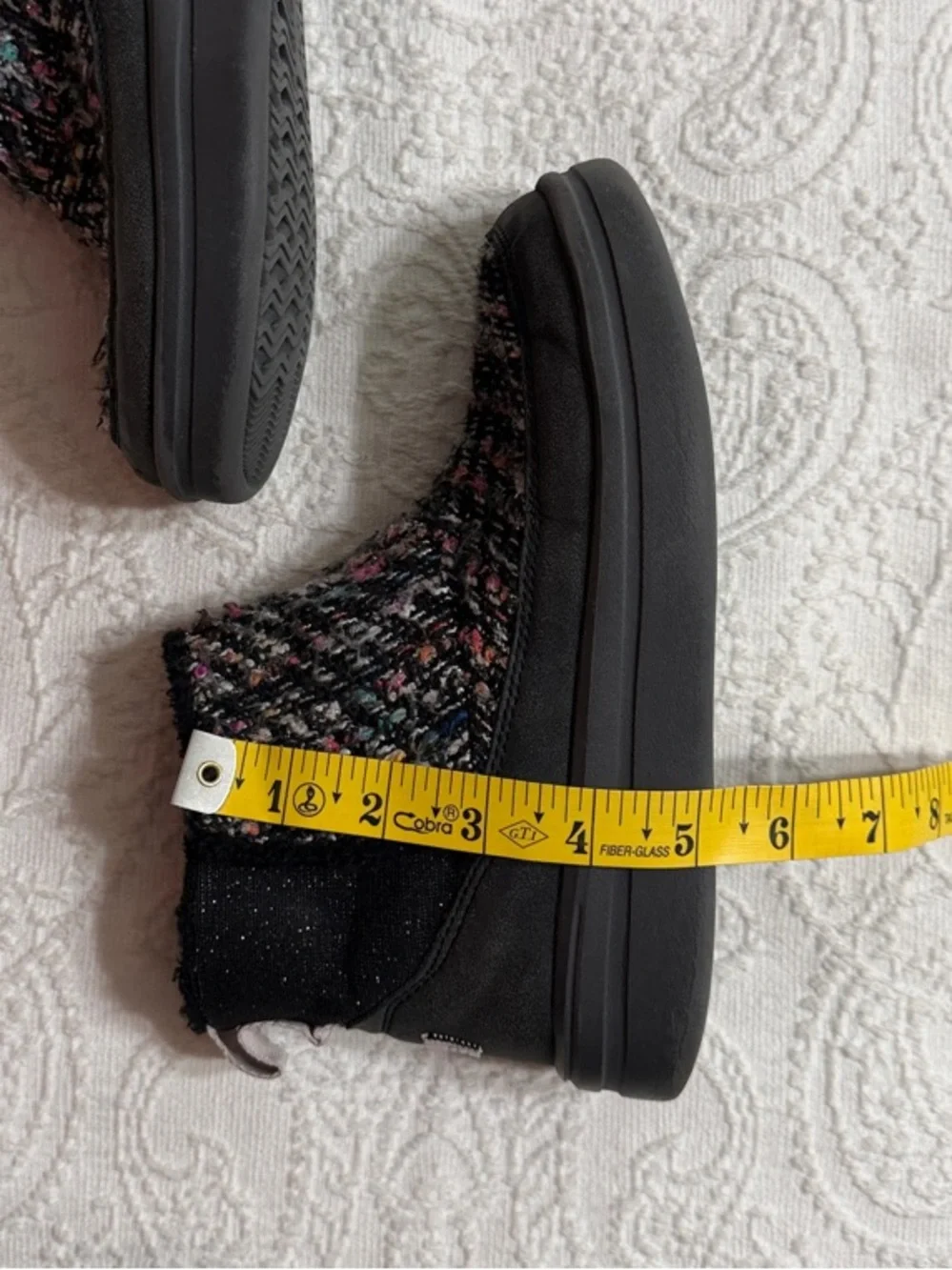 Hey Dude Boots Size 3 Girls Black Funfetti Multicolor Knit